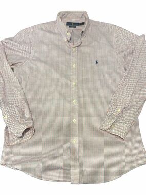 Polo Ralph Lauren Shirt Mens M Red White Blue Plaid Button Down Pony